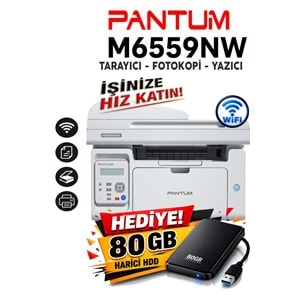 Pantum M6559NW Çok Fonksiyonlu Network + Wifi + Fotokopi +ADF Tarayıcı + Lazer Yazıcı (Dakikada 23 Sayfa)