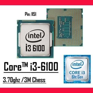 Intel® Core™ i3 6100 3.70 Ghz 3mb Cache Lga 1151p Tray Masaüstü Bilgisayar İşlemci