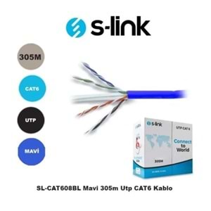 S-link SL-CAT608BL Mavi 305m Utp CAT6 Kablo