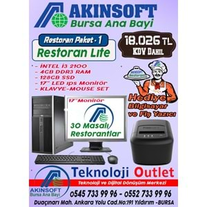 Akınsoft Anabayi TeknolojiOutlet Paket 1 Restoran lite + Hediye Takım Pc