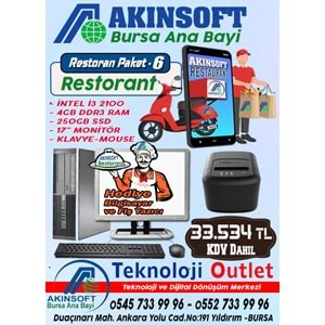 Akınsoft Anabayi TeknolojiOutlet Paket 6 Restoran lite + HEDİYE Takım Pc