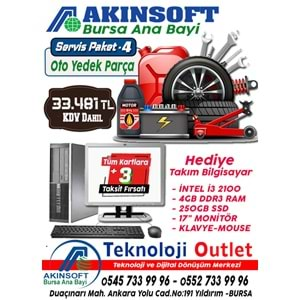 Akınsoft Anabayi TeknolojiOutlet Paket 4 Oto Yedek Parça + Hediye Pc