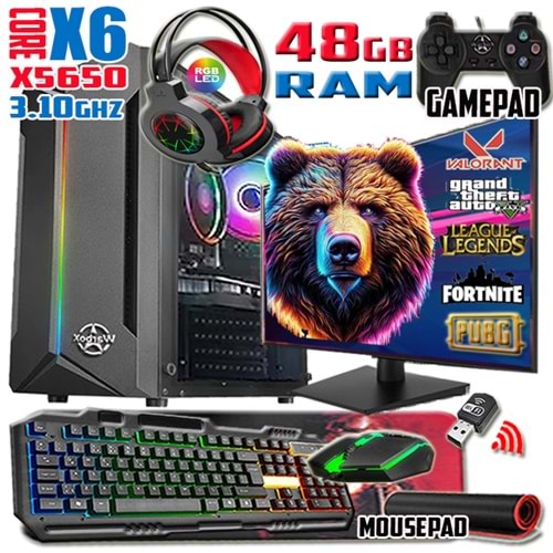 WarboX Bigbear Xeon X5650 48gb Ram 256gb Ssd 250gb Hdd R7 240-4gb E.kartı 19
