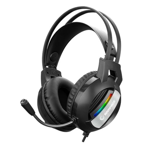 Rampage RM-K71 LINE Siyah 3,5mm + USB Bağlantı Rainbow Oyuncu Mikrofonlu Kulaklık