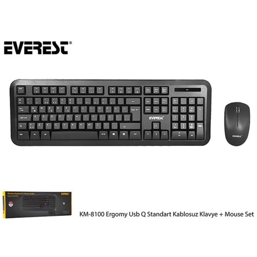 Everest KM-8100 Ergomy Usb Kablosuz Q Standart Klavye + Mouse Set