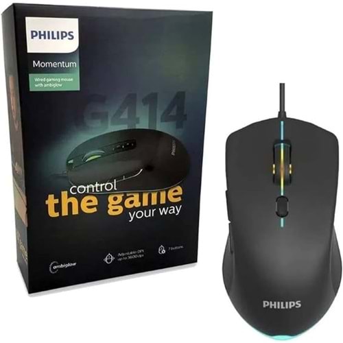 Philips SPK9414 Usb 7Tuşlu Siyah 1200/1600/2400/3600dpi Gaming Oyuncu Mouse