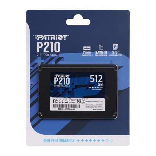 Patriot P210S512G25 P210 Series 512GB SATA3.0 2.5 520MB/430MB Dahili SSD