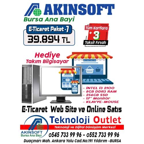 Akınsoft Anabayi TeknolojiOutlet Paket 7 E-Ticaret Advanced +Hediye Takım Bilgisayar