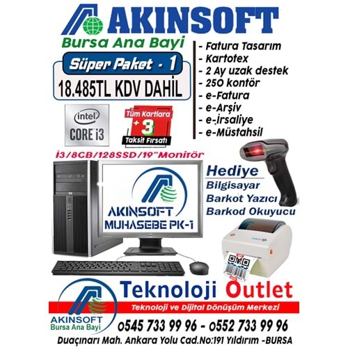 Akınsoft Anabayi TeknolojiOutlet Paket1 Super + Hediye Pc Takım