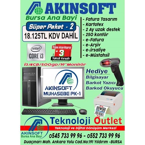 Akınsoft Anabayi TeknolojiOutlet Paket 2 Super + Hediye Pc Takım