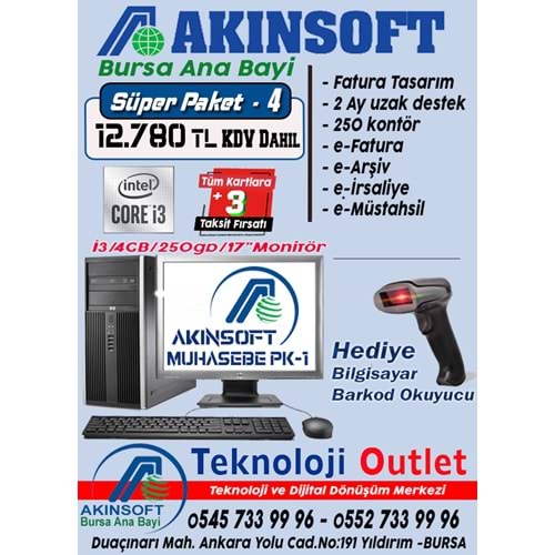 Akınsoft Anabayi TeknolojiOutlet Paket 4 Super + Hediye Pc Takım