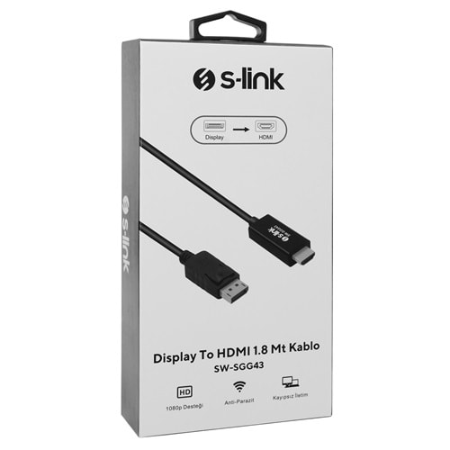 S-link SW-SGG43 Display TO HDMI 1.8 MT 1.8m Kablo