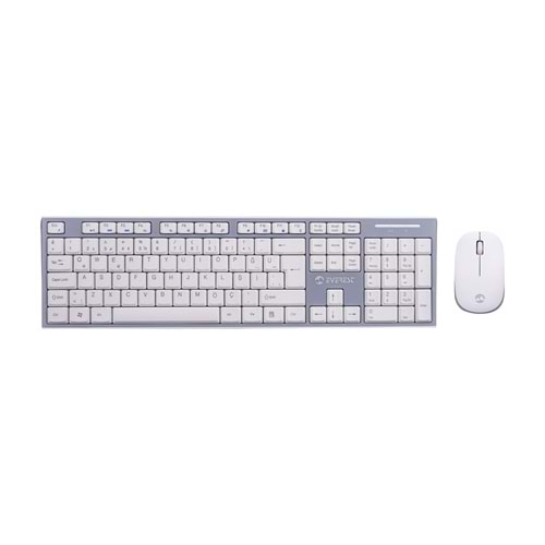 Everest KM- 6063 Beyaz/Gri Kablosuz Q Multimedia Klavye + Mouse Set