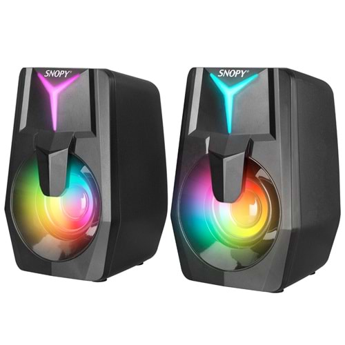 Snopy SN-X22 STYLE 2.0 Multimedia Led Işıklı 3W*2 Siyah USB Gaming Speaker Hoparlör