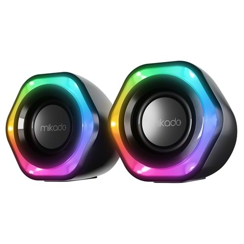 Mikado MD-176 2.0 3W*2 Siyah RGB Aydınlatmalı USB + 3.5mm USB 5V Speaker Hoparlör