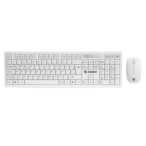 Everest KM-6121 Beyaz Kablosuz Q Slim Klavye + Mouse Set