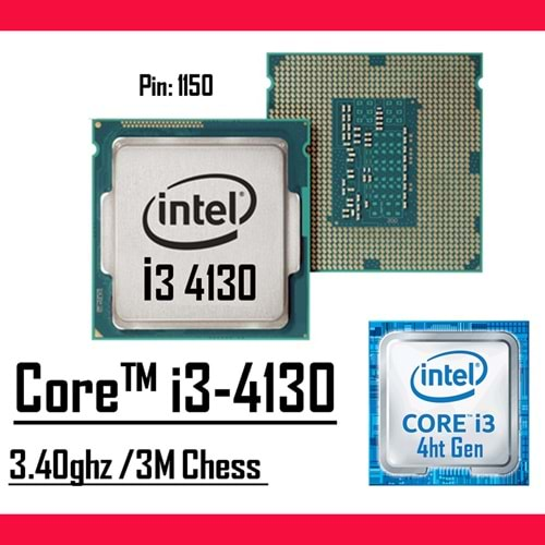 Intel® Core™ i3 4130 3.40 Ghz 3mb Cache Lga 1150p Tray Masaüstü Bilgisayar İşlemci