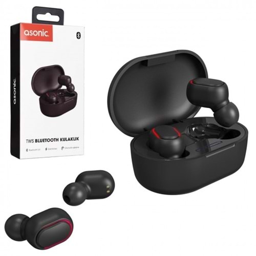Asonic AS-TWS7S Siyah Mobil telefon uyumlu BLUETOOTH TWS AİRPODS MİKROFONLU KULAKLIK