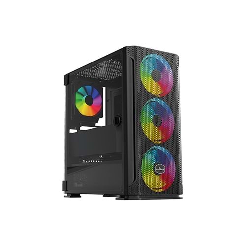 Rampage TRAPPER Temper Camlı 650Watt 80Plus Bronze Siyah 3*14cm + 1*12cm ARGB Fanlı Gaming Oyuncu Kasası