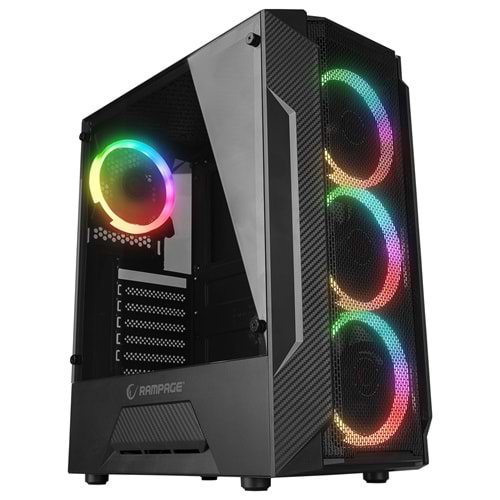 Rampage FUSION 4*12cm Rainbow Temperli Camlı ATX Mid-T Gaming Oyuncu Kasası