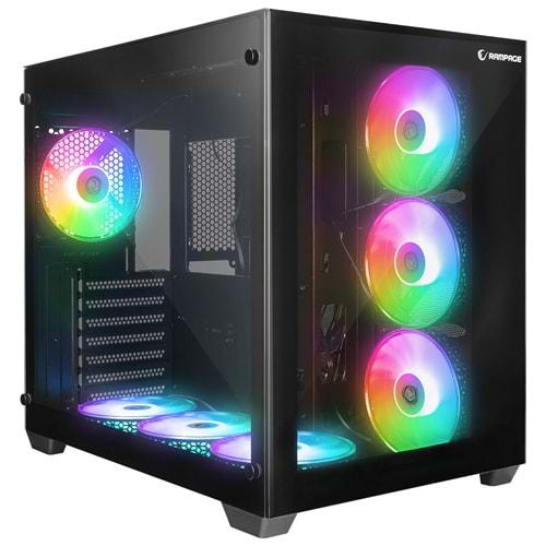 Rampage ICEBLADE Temperli Camlı Siyah 7*12cm ARGB Transparan ATX Mid-T Gaming Oyuncu Kasası