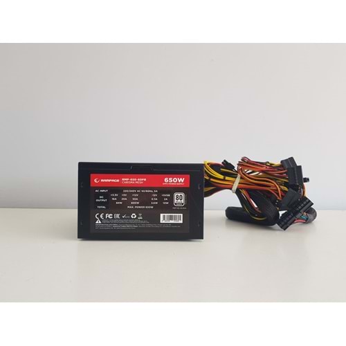 Rampage RMP650 650W 12cm Fan Siyah 80 Plus ( 80+ ) White Sertifikalı Power Supply