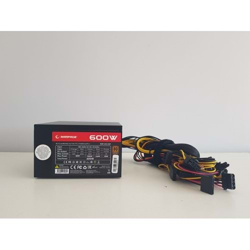 Rampage RMP-600-80P 600W V1 12cm Fan Siyah 80 Plus ( 80+ ) Bronze Sertifikalı Power Supply