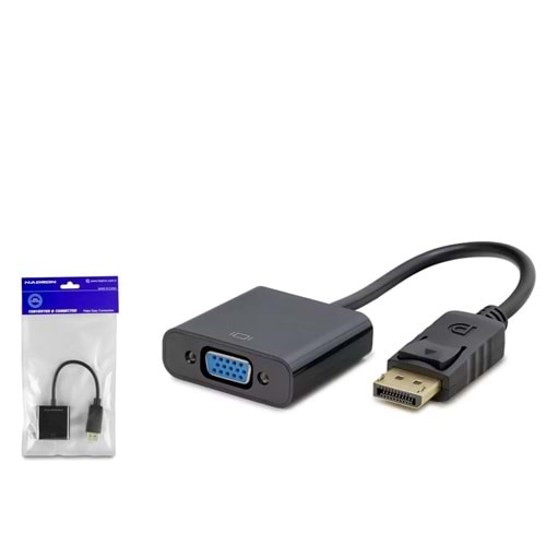 HADRON HDX7763 DisplayPort to VGA Dişi Görüntü Dönüştürücü 1080p - Siyah