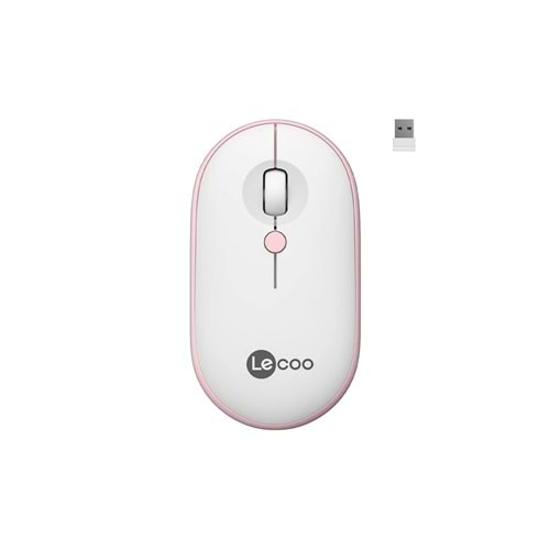 Lecoo WS212 Kablosuz 1600DPI 4 Tuşlu Optik Mouse Beyaz & Pembe