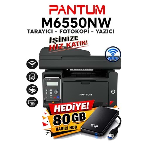 Pantum M6550NW Çok Fonksiyonlu Network +Wifi +Fotokopi +ADF Tarayıcı +Lazer Yazıcı