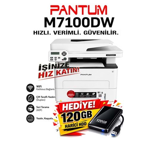 Pantum M7100DW Çok Fonksiyonlu Dublex +Network Wifi +Fotokopi +ADF Tarayıcı +Lazer Yazıcı