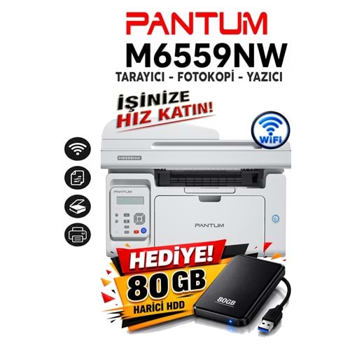 Pantum M6559NW Çok Fonksiyonlu Network + Wifi + Fotokopi +ADF Tarayıcı + Lazer Yazıcı (Dakikada 23 Sayfa)